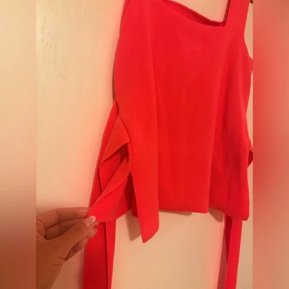 Anthropologie Harlow Neon Orange Coral Sweater Knit Tank - Picture 13 of 15